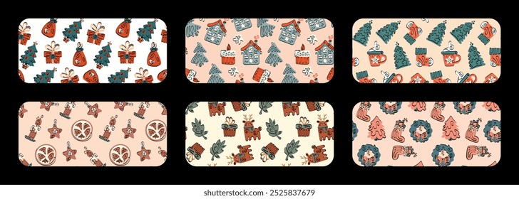 large collection of Christmas winter patterns classic colors old familiar characters illustrations for your cover design