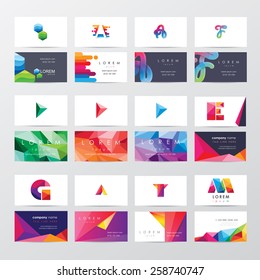 Large Collection Of Colorful Business Card Template Designs With Logo Icons For Business Visual Identity