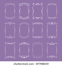 
A large collection of curly frames. It can be used for photos, invitations, tickets, note pads, greeting cards. Vector illustration
