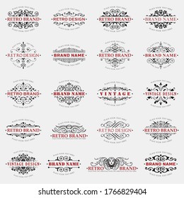 Large collection of decorative calligraphic logo templates for design