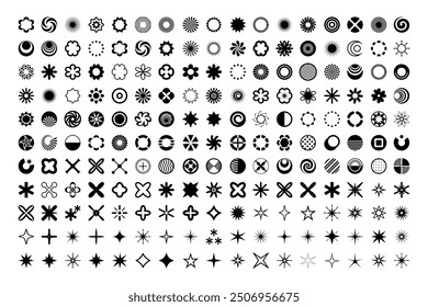 A large collection of designer round star shapes