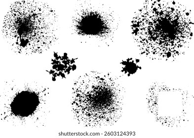 Large collection of detailed ink splashes	