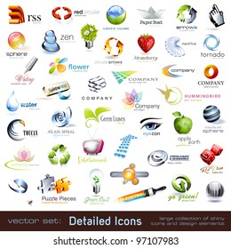 large collection of detailed vector icons and design elements