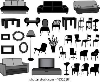 Large collection of furniture-vector illustration