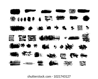 Large collection of grunge brushes for drawing tree bark, dirt, etc. Objects are isolated on white background.