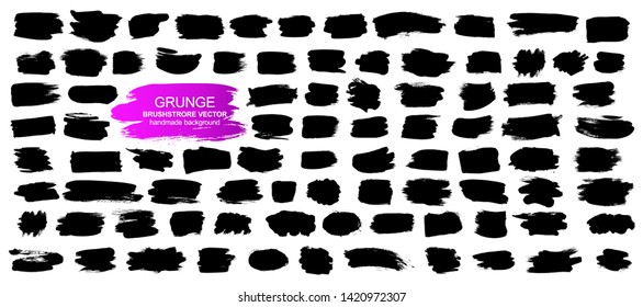 Large collection of grunge elements. Vector background isolated on white background. Paint and ink strokes for your design. Freehand drawing. dirty strokes.