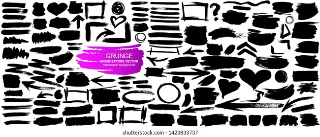Large collection of grunge elements. Vector background isolated on white background. Paint and ink strokes for your design. Freehand drawing. dirty strokes. - Shutterstock ID 1423833737