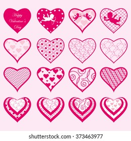 
A large collection of hearts - different , separate from each other . You can use postcards , backgrounds , congratulations . Vector illustration.
