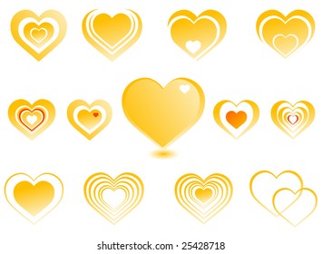 large collection of hearts, a gold-colored