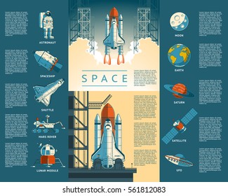 Large collection icons of space