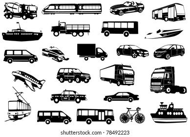 Large collection of icons transport