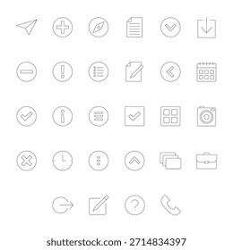 Una Grande colección de muchos iconos vectoriales de líneas esenciales.