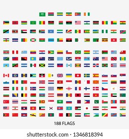 Large collection of national flags of countries