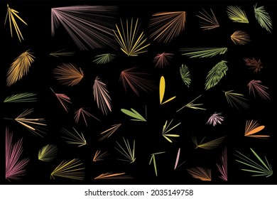 Une vaste collection d'objets pour simuler la croissance de l'herbe et des plantes. Images vectorielles réalistes. Brosses pour la peinture et la décoration. La nature et la faune.