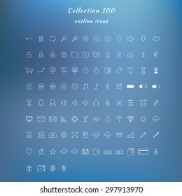 a large collection of outline icons