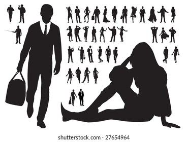 Large collection of people silhouettes