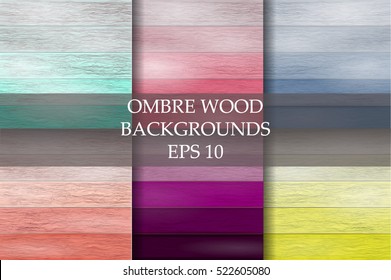 Large collection of real beautiful wooden textures.Ombre wood backgrounds. Set of vector wood.