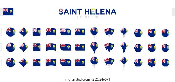 Gran colección de banderas de Santa Elena de diversas formas y efectos. Gran conjunto de indicadores vectoriales.