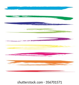 Large collection or set of artistic black paint hand made creative brush strokes isolated on white background, metaphor to art, grunge or grungy, graffiti, sketch, education or abstract design