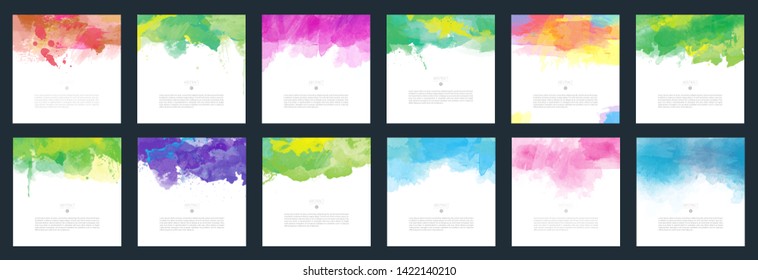 large collection set of glowing vector multicolored watercolour background handy for any project where a platter of colour makes the difference for card promotion or advertising color pink water white