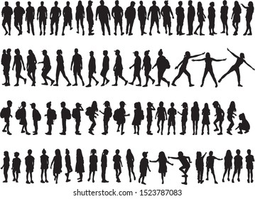 Large collection of silhouettes concept.