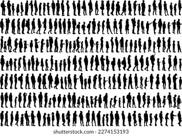 Large collection silhouettes of people.	