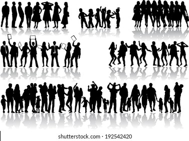 Large collection. Silhouettes of people concept. 