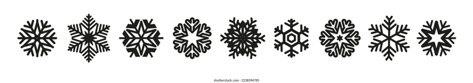 Large collection of snowflakes. Vector Xmas decoration elements.