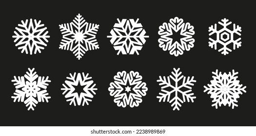 Large collection of snowflakes. Vector Xmas decoration elements.