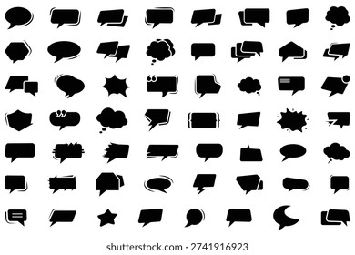 Large collection of speech bubbles for diverse graphic design layouts. Speech bubble set for comic book dialogue and messaging. Set of speech bubbles.