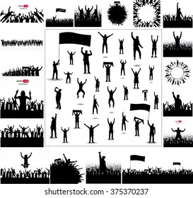 Large collection of sports posters. And big set of silhouettes of sports people