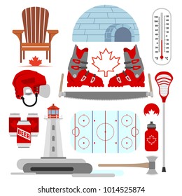 A large collection of stereotypical Canadian icons in vector format.