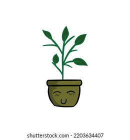 A large collection of tropical plant stickers, various types of cacti, ornamental plants and succulents in soft colors