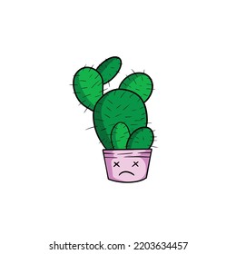A large collection of tropical plant stickers, various types of cacti, ornamental plants and succulents in soft colors