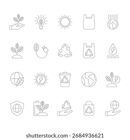 Eine große Sammlung von verschiedenen Umwelt Ökologie Linie Symbole