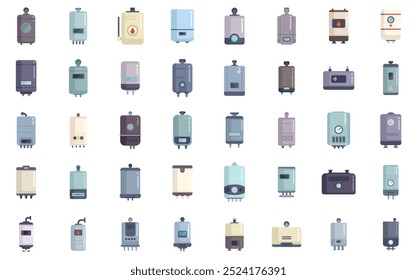 Large collection of various modern and retro style boilers for every need, working on different type of fuel