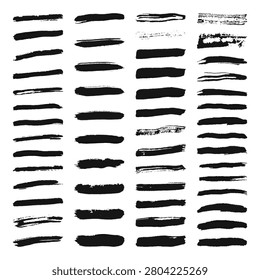 Large collection of vector brushes. Set of grunge style vector brush strokes. Perfect for grunge effects, accent dividers, frames, backgrounds, scrapbooking, and collages.