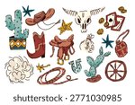 A large collection of Wild West items, cowboys, sheriffs and bank robberies for tourism and entertainment