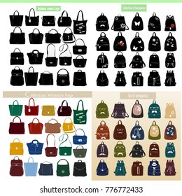 Large collection of women's bags and backpacks 