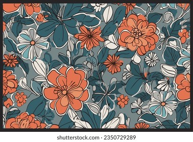 Large, colorful floral pattern, perfect for printing for decoration or fashion
