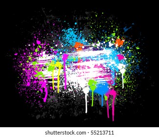 Large colorful grunge paint splatter background design