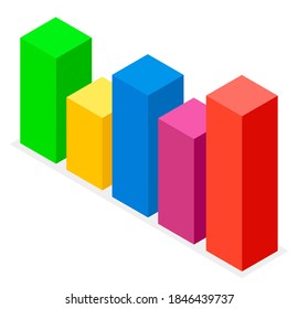 Large colorful volumetric rectangles, image of conceptual chart bar, graph. Growth, increase, monitoring. Monetary relations, accumulation of funds. Finance and audit. International trade. E-commerce