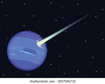 Large Comet Hit Planet Neptune Vector