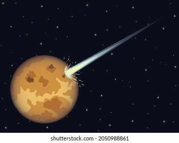 Gran cometa golpeó el planeta Venus en el fondo del espacio oscuro