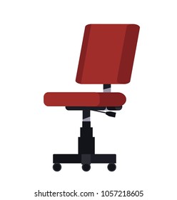 Large comfortable office chair. Empty leather office chair. The concept of free vacancies. Hiring concept. View 3/4. Flat vector illustration. Isolated on white background.