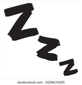 Large comic-style Z's stacked diagonally to represent sleeping. Rough brushstroke texture adds dynamic energy to the design.