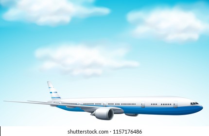 large commercial aircraft in sky illustration