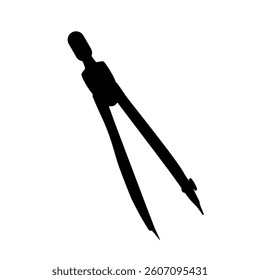 A large compass divider in the center. Isolated black symbol