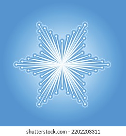 Gran complejo copo de nieve navideño en tonos azules. Iconos de copos de nieve. Símbolos de copos de nieve. Icono de Nieve. Ilustración aislada del vector