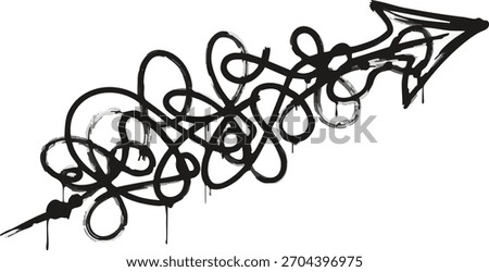 Large complex doodle arrow shape tagging urban art element symbol graffiti sketch pointer design.